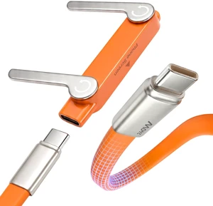 240W Fast Charging USB-C to USB-C Cable with Detachable Phone Stand | 90 Degree Soft Silicone Invisible Stand Type-C Fast Charging Cord for Gaming, Desk Setup & Hands-Free Viewing (5FT, Orange) 240W Fast Charging USB-C to USB-C Cable with Detachable Phone Stand | 90 Degree Soft Silicone Invisible Stand Type-C Fast Charging Cord for Gaming, Desk Setup & Hands-Free Viewing (5FT, Orange)