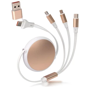 120W Fast Multi Charging Cable, 6 in 1 Retractable Charger (White Golden) | 5A Fast Charging | 6 in 1 Retractable | L Port USB C Micro | Durable Braided | Adjustable 10.2 to 44.1 in | Data sync USB C 120W Fast Multi Charging Cable, 6 in 1 Retractable Charger (White Golden) | 5A Fast Charging | 6 in 1 Retractable | L Port USB C Micro | Durable Braided | Adjustable 10.2 to 44.1 in | Data sync USB C