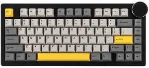 AJAZZ AK820 V2 Tri-Mode Mechanical Gaming Keyboard, Big Knob, 2.4Ghz/BT Wireless, Hot-Swap, PBT Keycap, 5-Layered Gasket, Thocky Switch, 75% Gaming Keyboard (Grey Yellow, Coconut Cream) AJAZZ AK820 V2 Tri-Mode Mechanical Gaming Keyboard, Big Knob, 2.4Ghz/BT Wireless, Hot-Swap, PBT Keycap, 5-Layered Gasket, Thocky Switch, 75% Gaming Keyboard (Grey Yellow, Coconut Cream)