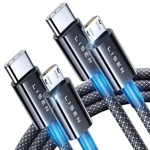 USB C to Micro USB Cable, 2-Pack 3.3FT Nylon Braided, Micro USB to USB C Cable, 3A Charging&480Mbps Data Transmission, for Type C Wall Chargers/PS4/Xbox One/Old Kindle/Android USB C to Micro USB Cable, 2-Pack 3.3FT Nylon Braided, Micro USB to USB C Cable, 3A Charging&480Mbps Data Transmission, for Type C Wall Chargers/PS4/Xbox One/Old Kindle/Android