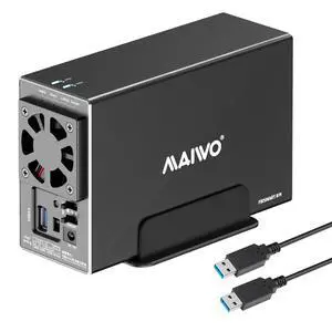 Dual Bay Hard Drive RAID Enclosure with Cooling Fan for 2.5/3.5 inch SATA SSD/HDD, 5Gbps USB 3.0 HDD Enclosure, 48TB Capacity, RAID 0/1/JBOD/PM, Aluminum Case Dual Bay Hard Drive RAID Enclosure with Cooling Fan for 2.5/3.5 inch SATA SSD/HDD, 5Gbps USB 3.0 HDD Enclosure, 48TB Capacity, RAID 0/1/JBOD/PM, Aluminum Case