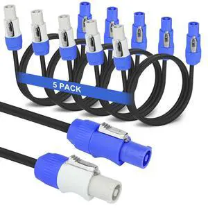 5 Pack Stage Light PowerCON Cable, 3 Pin 16AWG AC PowerCon Connector Cord Input to Output, 20A Power Extension Cord for Outdoor Stage Lighting Series - 1M / 3FT (5PC) 5 Pack Stage Light PowerCON Cable, 3 Pin 16AWG AC PowerCon Connector Cord Input to Output, 20A Power Extension Cord for Outdoor Stage Lighting Series - 1M / 3FT (5PC)