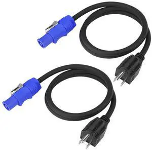 2 Pack Stage Light PowerCON Cable with 3 Prong Plug, 20A 3Pin 16AWG, Male to Male Power Cable for Outdoor Stage Lighting Series-1M/3FT (2PC) 2 Pack Stage Light PowerCON Cable with 3 Prong Plug, 20A 3Pin 16AWG, Male to Male Power Cable for Outdoor Stage Lighting Series-1M/3FT (2PC)