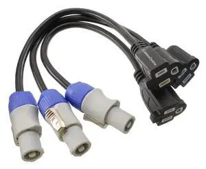 , 3-Pack 1ft. 16AWG Stage Lighting Fixture Gray-Blue Power-Out Connector to 3-Prong NEMA 5-15R Female Power Adapter Cable, PC-KB601-3 , 3-Pack 1ft. 16AWG Stage Lighting Fixture Gray-Blue Power-Out Connector to 3-Prong NEMA 5-15R Female Power Adapter Cable, PC-KB601-3