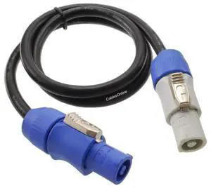 , 3ft. 16AWG Stage Lighting Fixture PowerCon-Compatible Power-Through Jumper Cable, PC-KA603 , 3ft. 16AWG Stage Lighting Fixture PowerCon-Compatible Power-Through Jumper Cable, PC-KA603