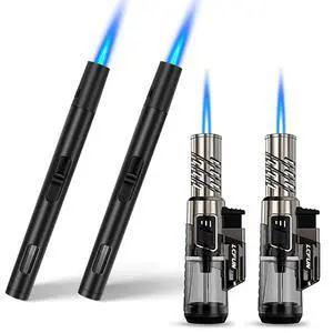 4 Pack Torch Lighters Refillable Butane Lighters with Adjustable Single Jet Flame and Visible Fuel Tank 4 Pack Torch Lighters Refillable Butane Lighters with Adjustable Single Jet Flame and Visible Fuel Tank