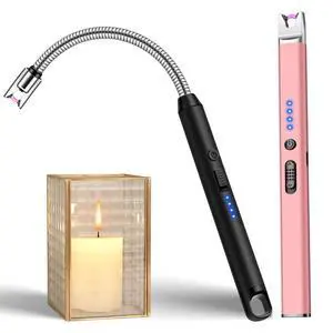 2 Pack Candle Lighter Electric USB Rechargeable Plasma Arc Lighter with Safety Lock, Windproof Flameless Long Lighters for Candle 2 Pack Candle Lighter Electric USB Rechargeable Plasma Arc Lighter with Safety Lock, Windproof Flameless Long Lighters for Candle