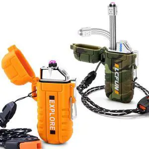 Waterproof Camping Lighter 2 Pack, USB Rechargeable Electric Lighter with Flashlight Waterproof Camping Lighter 2 Pack, USB Rechargeable Electric Lighter with Flashlight