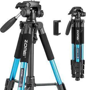 Portable 55-inch Camera Tripod Q111 Lightweight Phone Stand with Phone Holder and Quick Release Plate for DSLR Cameras,Cell Phones,Projector,Webcam,Spotting Scopes Canon EOS Nikon Sony Samsung(Blue) Portable 55-inch Camera Tripod Q111 Lightweight Phone Stand with Phone Holder and Quick Release Plate for DSLR Cameras,Cell Phones,Projector,Webcam,Spotting Scopes Canon EOS Nikon Sony Samsung(Blue)