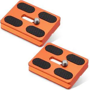 2 Pieces Metal Quick Release Plate with 1/4''-20 Camera Screw Tripod Mount Plate Fits Standard for DSLR Camera Tripod Ball Head(Orange,Pu50) 2 Pieces Metal Quick Release Plate with 1/4''-20 Camera Screw Tripod Mount Plate Fits Standard for DSLR Camera Tripod Ball Head(Orange,Pu50)