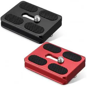 2 Pieces Metal Quick Release Plate with 1/4''-20 Camera Screw Tripod Mount Plate Fits Standard for DSLR Camera Tripod Ball Head(Pu50,Black and Red) 2 Pieces Metal Quick Release Plate with 1/4''-20 Camera Screw Tripod Mount Plate Fits Standard for DSLR Camera Tripod Ball Head(Pu50,Black and Red)