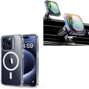 for iPhone 15 Pro Case and Qi2 15W MagSafe Car Mount Charger, Qi2-Certified MagSafe Car Charger, Air Vent/Dashboard Magnetic Wireless Car Charger, Car Phone Holder Mount for iPhone 15 Pro for iPhone 15 Pro Case and Qi2 15W MagSafe Car Mount Charger, Qi2-Certified MagSafe Car Charger, Air Vent/Dashboard Magnetic Wireless Car Charger, Car Phone Holder Mount for iPhone 15 Pro