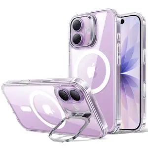 for iPhone 17 Case with Stash Stand, Compatible with MagSafe, Military-Grade Drop Protection Magnetic Phone Case for iPhone 17, Scratch-Resistant Back Cover,Clear for iPhone 17 Case with Stash Stand, Compatible with MagSafe, Military-Grade Drop Protection Magnetic Phone Case for iPhone 17, Scratch-Resistant Back Cover,Clear