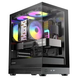Aqua UNO Micro ATX Case, No Radiator Support, Max GPU Length 309mm, Quick-Release Panoramic Tempered Glass Front & Side, 3x120mm ARGB Fans Pre-Installed, Type-C 5Gbps, Black Aqua UNO Micro ATX Case, No Radiator Support, Max GPU Length 309mm, Quick-Release Panoramic Tempered Glass Front & Side, 3x120mm ARGB Fans Pre-Installed, Type-C 5Gbps, Black