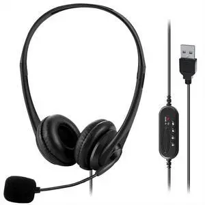 Computer USB Headset with Mic, Wired Headphones with Microphone for PC, Laptop (Black Slender) Computer USB Headset with Mic, Wired Headphones with Microphone for PC, Laptop (Black Slender)