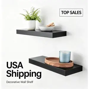 Mainstays Black 16.5" Wood Floating Shelves, Set of 2 Mainstays Black 16.5" Wood Floating Shelves, Set of 2