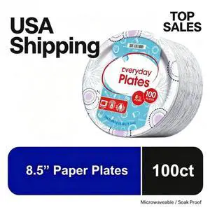 Great Value 8.5 Inch Disposable Paper Plates, 100 Count, Soak-Proof and Microwave Safe Great Value 8.5 Inch Disposable Paper Plates, 100 Count, Soak-Proof and Microwave Safe