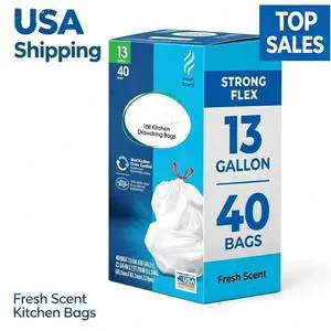 Great Value Strong Flex 13-Gallon Drawstring Tall Kitchen Trash Bags, Fresh Scent, 40 Bags Great Value Strong Flex 13-Gallon Drawstring Tall Kitchen Trash Bags, Fresh Scent, 40 Bags