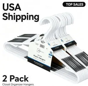 (2 pack) Mainstays Non-Slip Plastic Shirt Hanger, 10 Pack, White (2 pack) Mainstays Non-Slip Plastic Shirt Hanger, 10 Pack, White