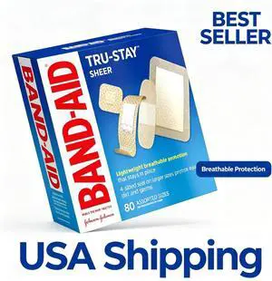BAND-AID Brand Tru-Stay Sheer Adhesive Bandages, Assorted Sizes, 80 Count | Dependable Lightweight Protection, Sterile Wound Care for Minor Cuts & Scrapes, First Aid Kit Essential, Flexible Comfort BAND-AID Brand Tru-Stay Sheer Adhesive Bandages, Assorted Sizes, 80 Count | Dependable Lightweight Protection, Sterile Wound Care for Minor Cuts & Scrapes, First Aid Kit Essential, Flexible Comfort
