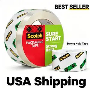 Scotch Sure Start Shipping Packaging Tape, 1.88" x 54.6 yd, Designed for Packing, Shipping and Mailing, Quiet Unwind, No Splitting or Tearing, 3" Core, Clear, 1 Roll (345) Scotch Sure Start Shipping Packaging Tape, 1.88" x 54.6 yd, Designed for Packing, Shipping and Mailing, Quiet Unwind, No Splitting or Tearing, 3" Core, Clear, 1 Roll (345)