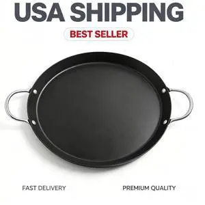 IMUSA 9in Carbon Steel Nonstick Round Comal with Metal Handles, Black IMUSA 9in Carbon Steel Nonstick Round Comal with Metal Handles, Black