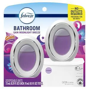 Febreze Bathroom Air Freshener, Gain Moonlight Breeze Scent, 2 Count, Odor-Fighting Febreze Bathroom Air Freshener, Gain Moonlight Breeze Scent, 2 Count, Odor-Fighting
