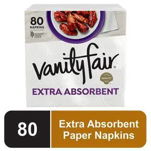 Vanity Fair Extra Absorbent 6.4 in x 6.45 in 2-Ply White Napkins (80 Count) Vanity Fair Extra Absorbent 6.4 in x 6.45 in 2-Ply White Napkins (80 Count)