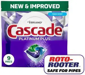 Cascade Platinum Plus Dishwasher Pods, Dishwasher Detergent, Dish Detergent Soap, Lemon, 9 Count Cascade Platinum Plus Dishwasher Pods, Dishwasher Detergent, Dish Detergent Soap, Lemon, 9 Count