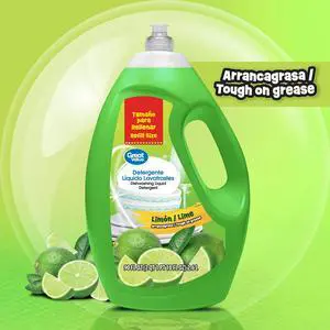 Great Value Dish Washing Liquid Detergent, Limon/Lime, 90 fl oz Great Value Dish Washing Liquid Detergent, Limon/Lime, 90 fl oz