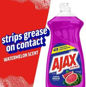 Ajax Ultra Liquid Dish Soap, Strips Grease, Mess-Free, Easy-Flip Cap, Watermelon Scent, 52 fl oz Ajax Ultra Liquid Dish Soap, Strips Grease, Mess-Free, Easy-Flip Cap, Watermelon Scent, 52 fl oz