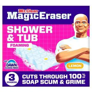 Mr. Clean Magic Eraser Sponge, Shower & Tub Cleaner, Lemon, 3 Count Mr. Clean Magic Eraser Sponge, Shower & Tub Cleaner, Lemon, 3 Count