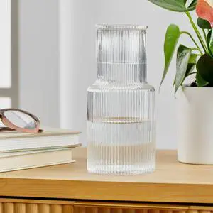 Better Homes & Gardens Glass 30 oz Ribbed Carafe, Clear Better Homes & Gardens Glass 30 oz Ribbed Carafe, Clear