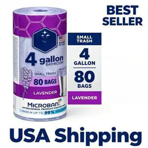 Color Scents 4 Gallon Bathroom Trash Bags Lavender Scent, Microban, Twist Tie, 80 Count Color Scents 4 Gallon Bathroom Trash Bags Lavender Scent, Microban, Twist Tie, 80 Count
