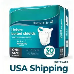 Assurance Unisex Incontinence Belted Shields, Moderate Absorbency, One Size Fits Most, 30 Count Assurance Unisex Incontinence Belted Shields, Moderate Absorbency, One Size Fits Most, 30 Count
