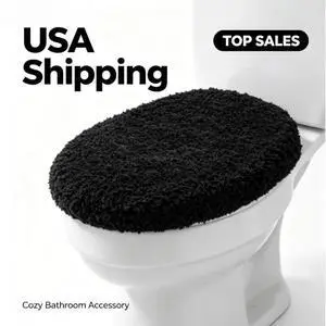 Mainstays Basic Polyester Toilet Lid Cover, Black, 19" x 22" Mainstays Basic Polyester Toilet Lid Cover, Black, 19" x 22"