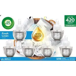 Air Wick Plug-In Scented Oil Warmer Air Freshener Refills, Fresh Linen, 6 Count Air Wick Plug-In Scented Oil Warmer Air Freshener Refills, Fresh Linen, 6 Count