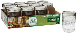 Ball, Glass Mason Jars with Lids & Bands, Wide Mouth, Clear, 16 oz, 12 Count Ball, Glass Mason Jars with Lids & Bands, Wide Mouth, Clear, 16 oz, 12 Count