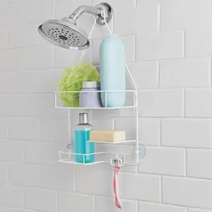 Mainstays Basic Hanging Shower Caddy with 2 Shelves and Soap Tray, White Mainstays Basic Hanging Shower Caddy with 2 Shelves and Soap Tray, White