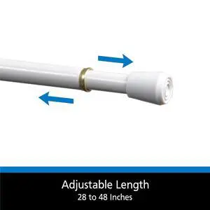 Mainstays 7/16" Adjustable Tension Curtain Rod, 28-48", White Mainstays 7/16" Adjustable Tension Curtain Rod, 28-48", White