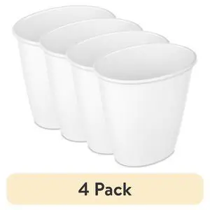 (4 pack) Sterilite Small Bathroom Trash Can, 1.5 Gallon Plastic Garbage Bucket Bin with No Lid, White (4 pack) Sterilite Small Bathroom Trash Can, 1.5 Gallon Plastic Garbage Bucket Bin with No Lid, White