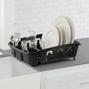 Sterilite DrainRack, Dishrack and Drainboard All-in-One, Inclined Base for Draining, Black Sterilite DrainRack, Dishrack and Drainboard All-in-One, Inclined Base for Draining, Black