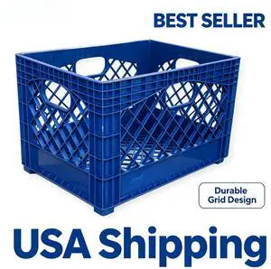 Juggernaut Storage 24 Qt Heavy Duty HDPE Plastic Milk Crate with Handles, Blue, 1 Count, RMK24QT-BLUE Juggernaut Storage 24 Qt Heavy Duty HDPE Plastic Milk Crate with Handles, Blue, 1 Count, RMK24QT-BLUE