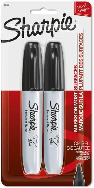 Sharpie Permanent Markers, Chisel Tip, Black, 2 Count Sharpie Permanent Markers, Chisel Tip, Black, 2 Count