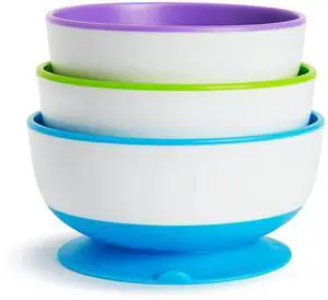 Munchkin® Stay Put Suction Round Bowls, Plastic, Multi-Color, 3 Pack Munchkin® Stay Put Suction Round Bowls, Plastic, Multi-Color, 3 Pack
