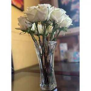 Libbey Clear Glass 9" Paneled Rose Floral Vase Libbey Clear Glass 9" Paneled Rose Floral Vase
