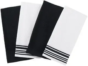 Mainstays 4-Pack 16 in x 26 in Woven Kitchen Towel Set, Black Mainstays 4-Pack 16 in x 26 in Woven Kitchen Towel Set, Black