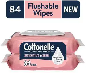 Cottonelle Fragrance Free Flushable Wet Wipes, 2 Flip-Top Packs Cottonelle Fragrance Free Flushable Wet Wipes, 2 Flip-Top Packs