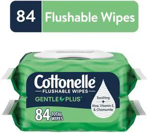 Cottonelle Gentle Plus Flushable Wet Wipes, 2 Flip-Top Packs Cottonelle Gentle Plus Flushable Wet Wipes, 2 Flip-Top Packs