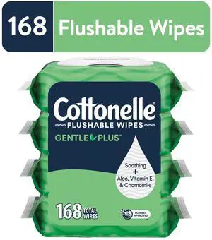 Cottonelle Gentle Plus Flushable Wet Wipes, 4 Flip-Top Packs Cottonelle Gentle Plus Flushable Wet Wipes, 4 Flip-Top Packs